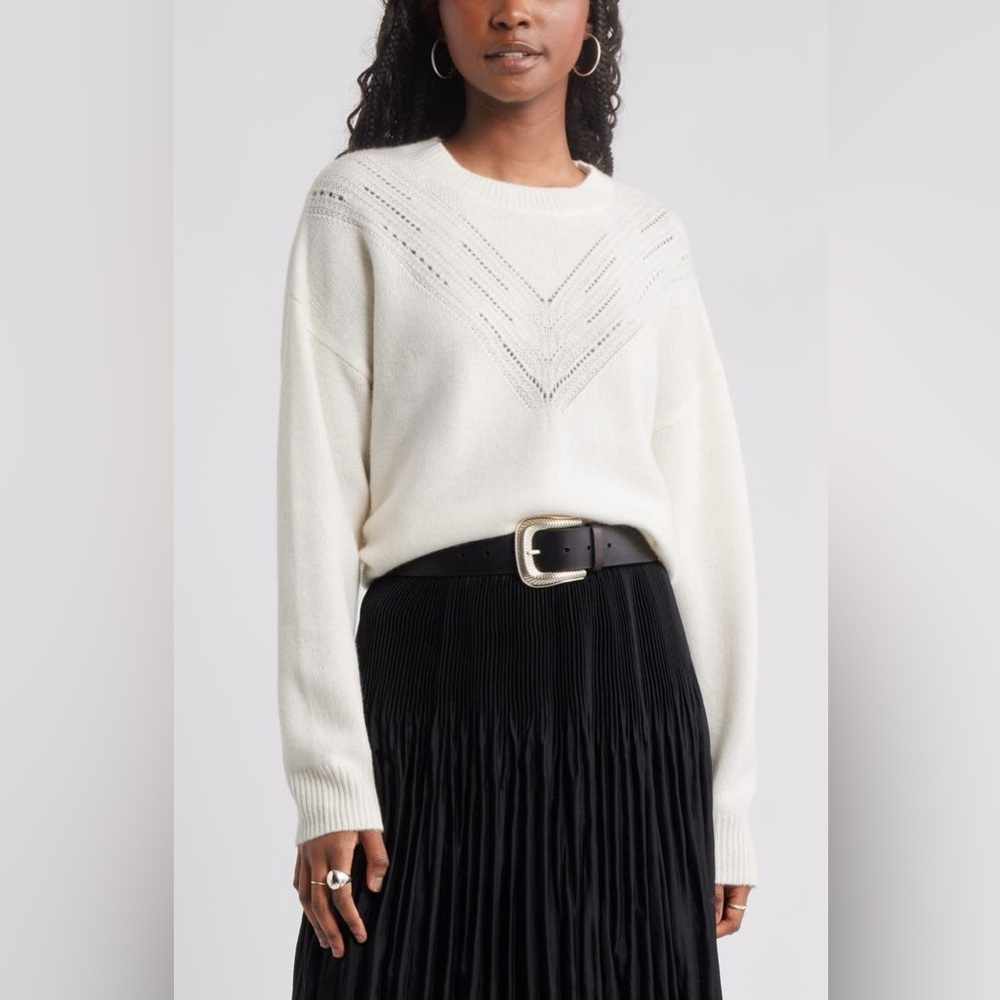 Treasure & Bond Pointelle Wool & Cashmere Sweater XL
